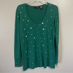 TWIGGY LONDON womens medium scoop neck sweater  pullover cashmere cotton studs